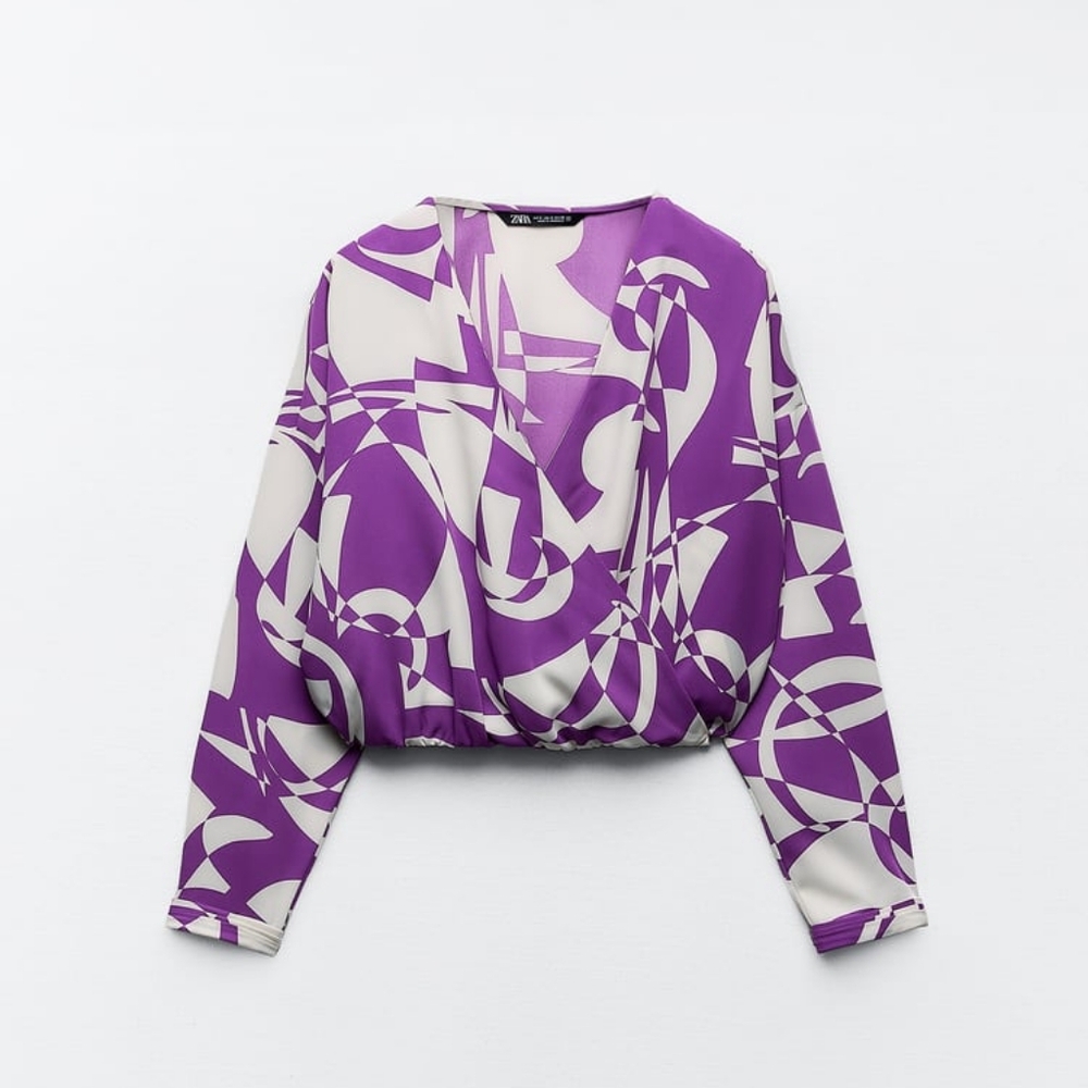 ZARA RUCHED PRINT TOP - Picture 5 of 7